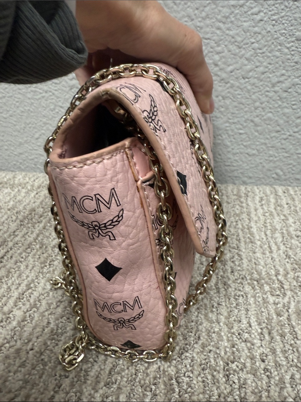 Blush Pink Visetos Crossbody with Gold Chain - Picture 6 of 10